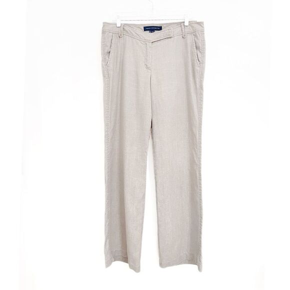French Connection Pants Linen Wide Leg Greige Size 10 - Picture 1 of 5